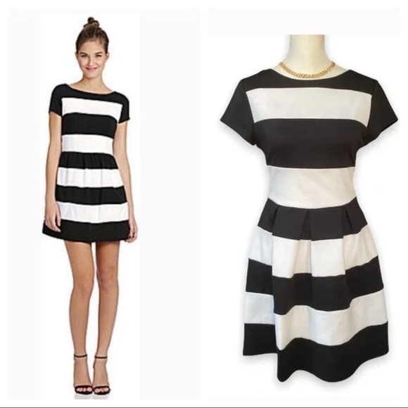 B. Darlin Black and White Stripe Dress Junior size 13/14 Woman’s size L - Picture 1 of 12